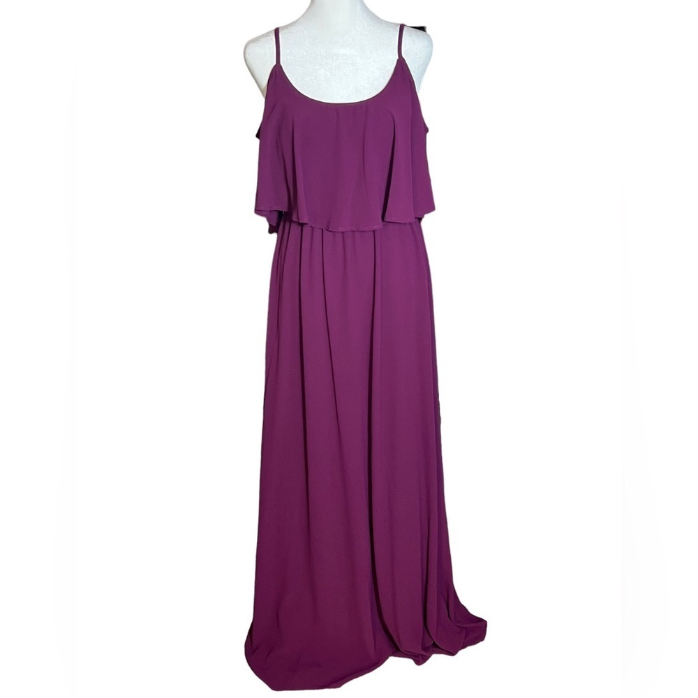 Show Me Your MuMu Merlot Caitlin Ruffle Maxi Dress, Large